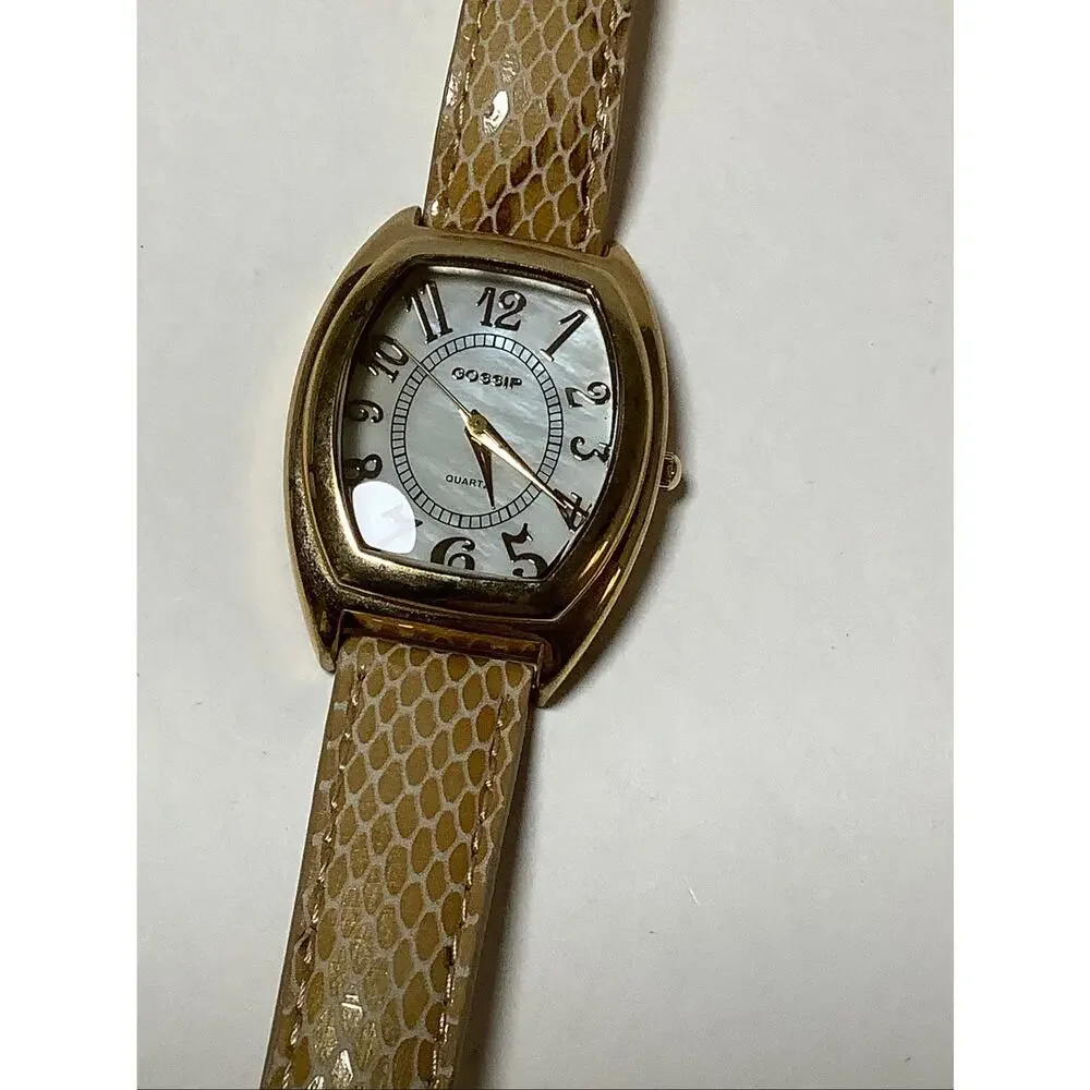 Gossip Women's Gold Tone Brown Snakeskin Leather Strap Quartz Watch Retro F16-6